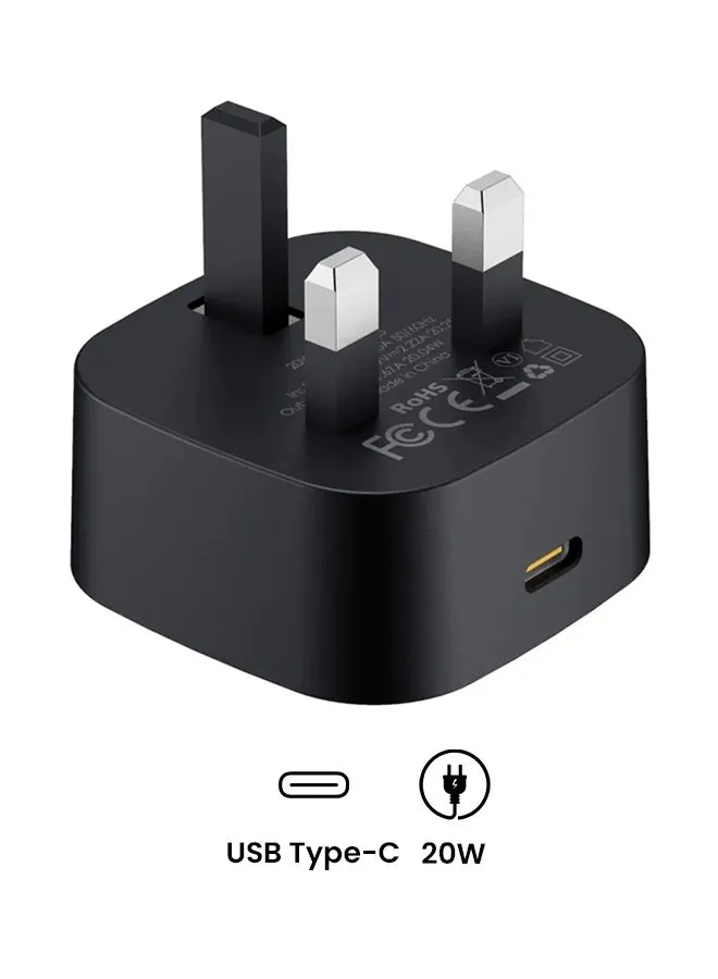 شاحن جداري 20 واط صغير USB-C PD أسود-2