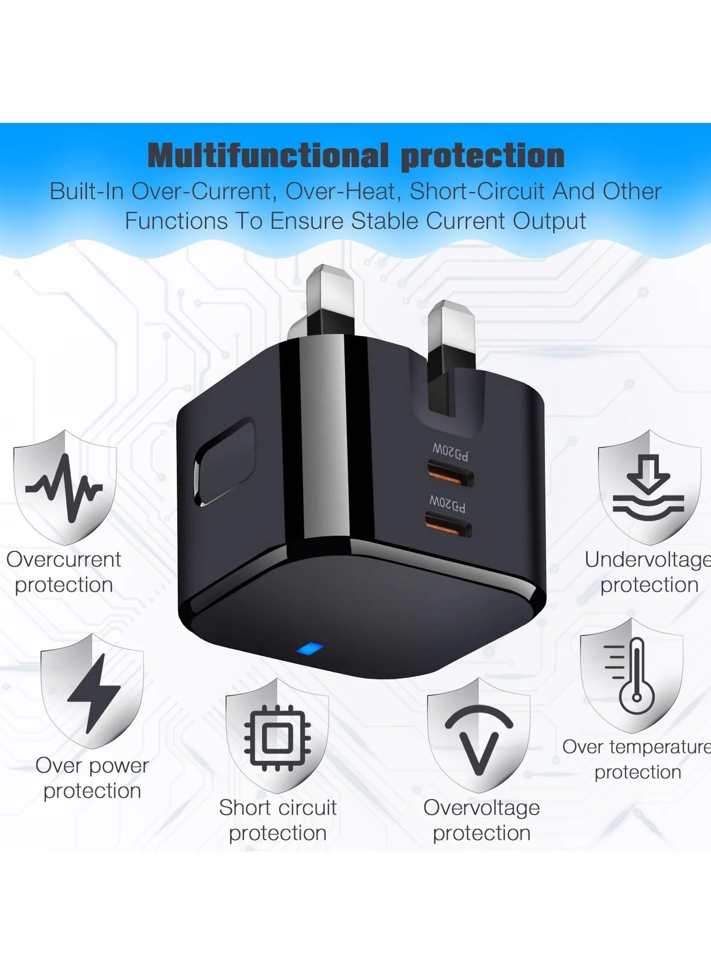 20W الناقل التسلسلي العام جيم شاحن سريع ، مزدوج ميناء USB - C الجدار المكونات في شاحن الناقل التسلسلي العام ، 20W PD شاحن سريع ، متوافق مع اي فون 14 / 14 / 14 برو ماكس / 13 / 12 برو ماكس / 11 / XR / XS ماكس / س / باد ( أسود )-2