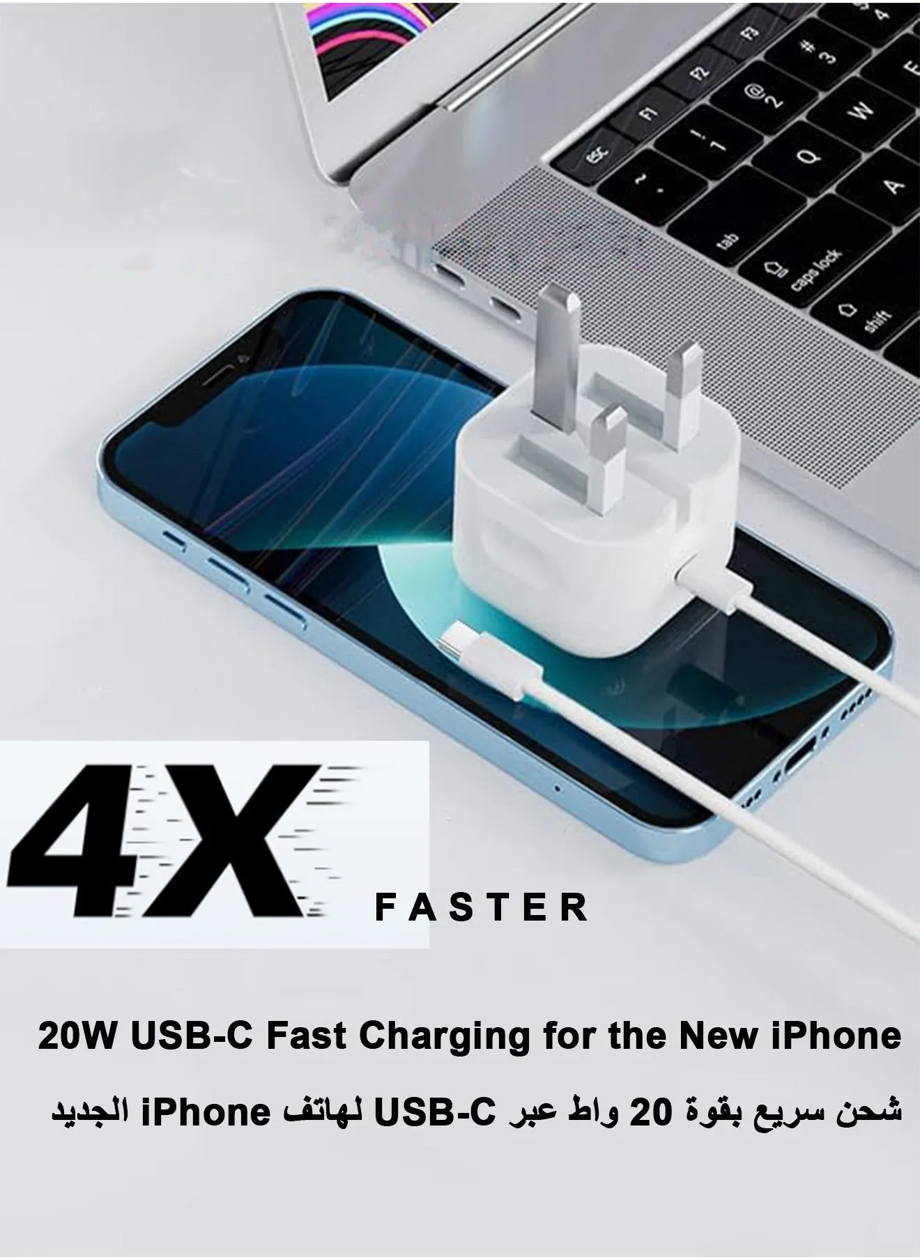 20W USB جيم شاحن الجدار ينطبق على اي فون 16 15 شحن سريع ، 1.5M شاحن نوع الكابل من جيم إلى جيم متوافق مع اي فون 16 / 16 برو / 16 برو ماكس / فون 15 / 15 برو ماكس 14 13 12 11 باد سامسونج غالاكسي الدخن Oneplus الخ .-2