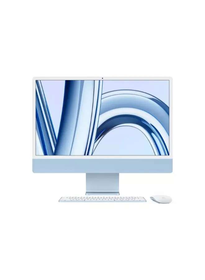 جهاز iMac مقاس 24 بوصة بشاشة Retina 4.5K: شريحة Apple M3 مع وحدة معالجة مركزية 8 أنوية ووحدة معالجة رسومات 10 أنوية ومحرك أقراص SSD سعة 256 جيجابايت/رسومات مدمجة باللغة الإنجليزية/العربية باللون الأزرق-1