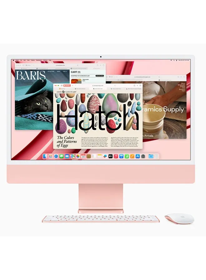 جهاز iMac مقاس 24 بوصة بشاشة Retina 4.5K: شريحة Apple M3 مع وحدة معالجة مركزية 8 أنوية ووحدة معالجة رسومات غرافيك 10 أنوية ومحرك أقراص SSD سعة 256 جيجابايت/رسومات مدمجة باللغة الإنجليزية/العربية وردي-1