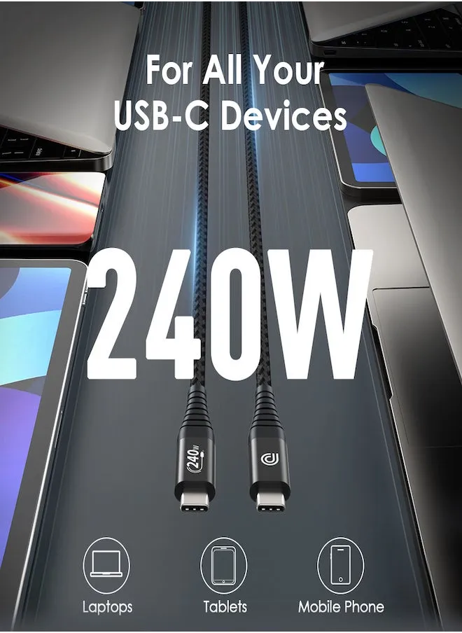 240 واط USB 4.0 كابل 40 جيجابت في الثانية 8K @ 60 هرتز PD نوع C الحبل USB C إلى USB C ذكر إلى وصلة كابل الذكور للكمبيوتر نوع-C لوحة كمبيوتر محمول المحور-2