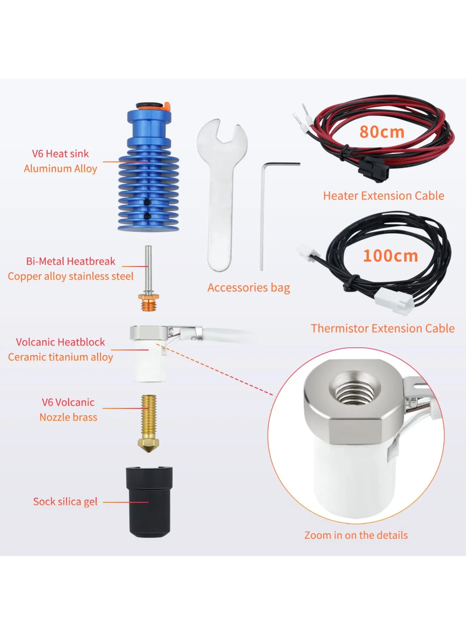 24V 115W Rapid Heat CHC V6 Hotend Kit, Ceramic Heating Core, Bimetal Heatbreak, Copper Titanium, Compatible with Voron 2.4, 24V 1.75mm, Prusa I3 MK3/MK3S, Titan Aero Extruder-2