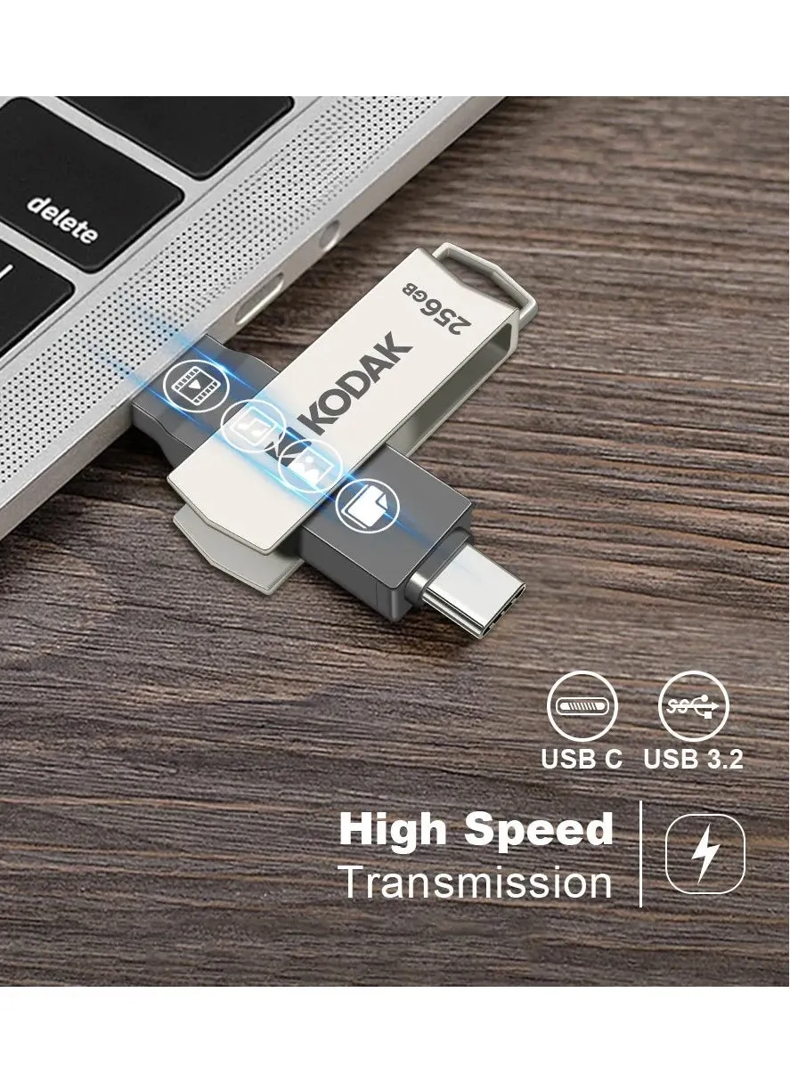 فلاش درايف مزدوج بمنفذ USB-C 3.2   سعة 256 جيجابايت موديل K273-2