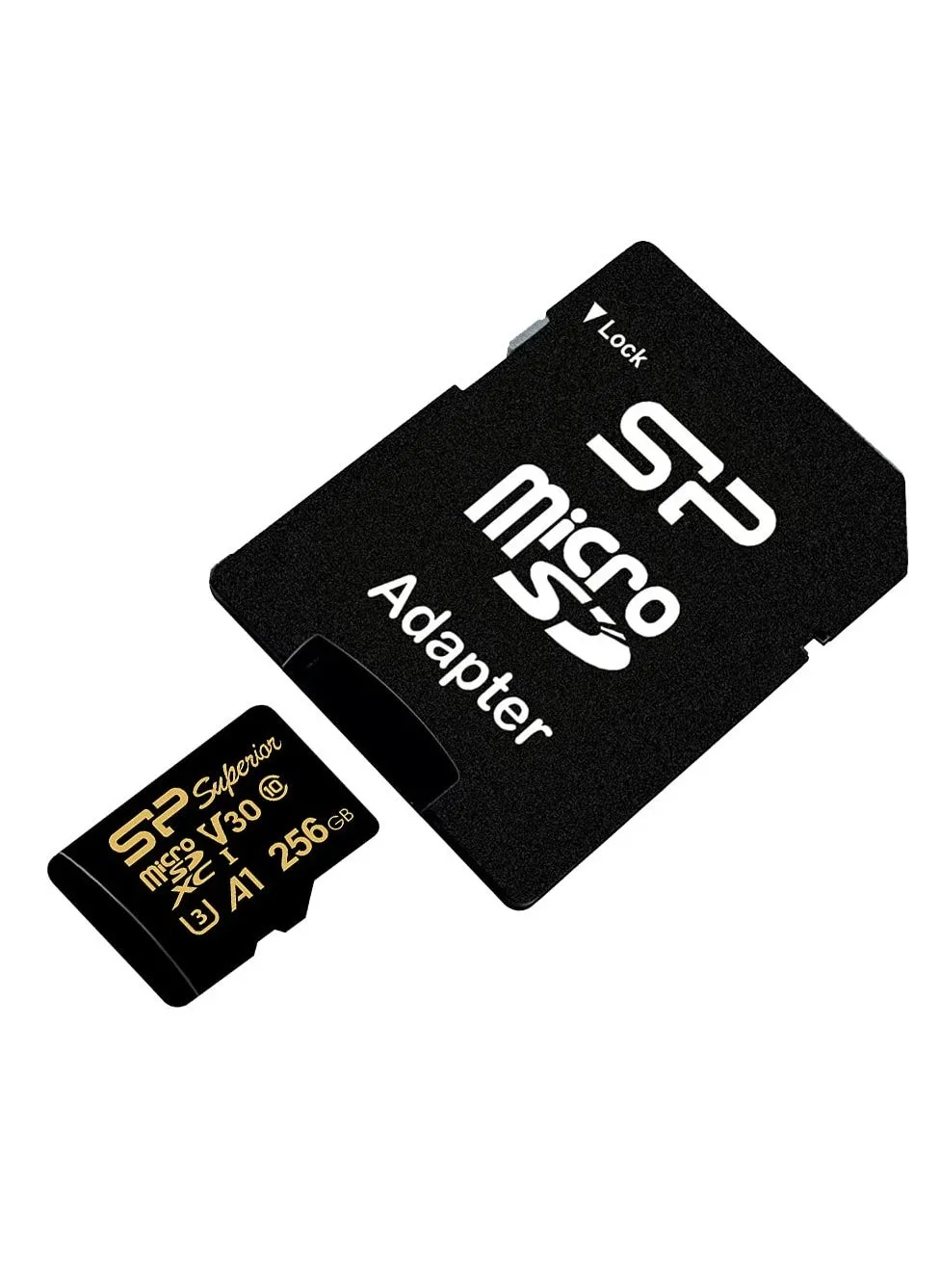 بطاقة Microsdxc Uhs I Micro Sd عالية التحمل بسعة 256 جيجابايت مع محول محسّن لتسجيل فيديو بدقة 4K UHD وكاميرا مراقبة للسيارة فئة 10 U3 V30 A1 سلسلة ذهبية فائقة-2