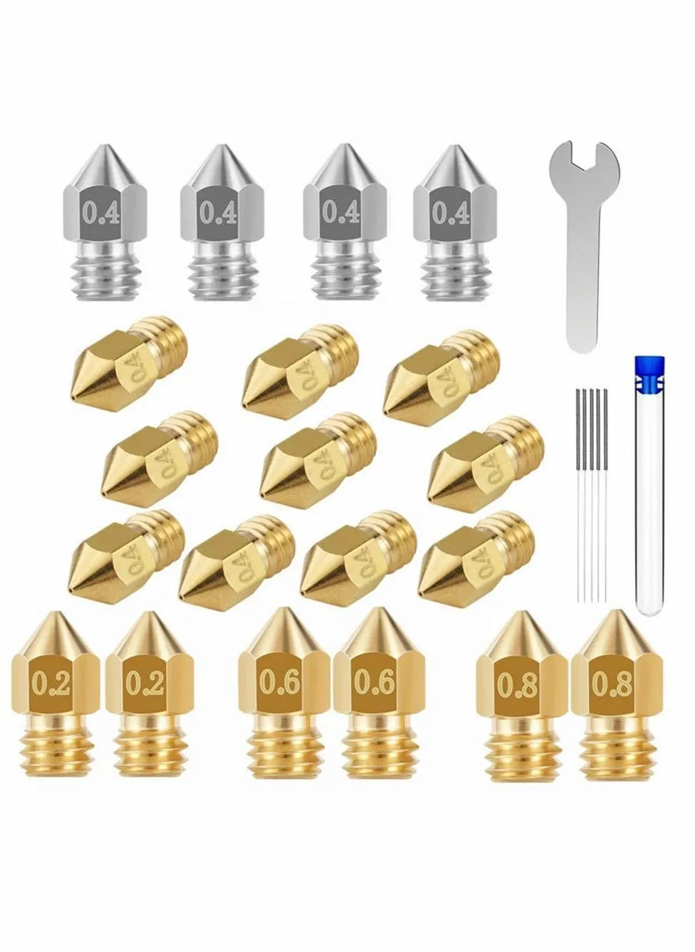 26 PCS 3D Printer Nozzles Cleaning Kit, MK8 Extruder Compatible with Creality Ender 3 pro-Ender 5 pro-CR 10 and so on Band Needles, Nozzle Wrench-1