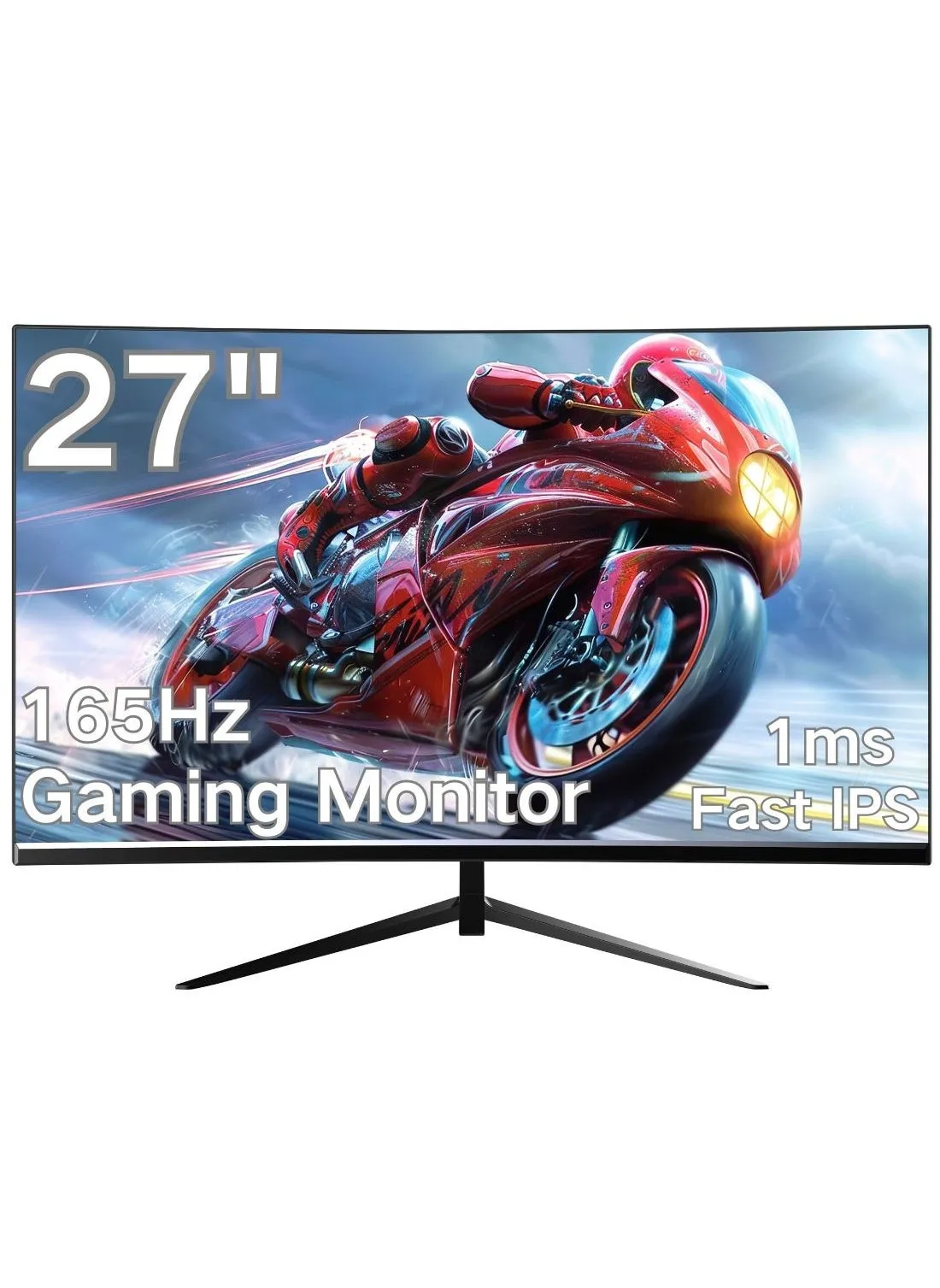 27 Inch Curved Gaming Monitor,QHD 2560 x 1440 Computer Monitor 165Hz,16:9 Wide HDR Display,FreeSync,1ms Response,2* HDMI  2* DP & DisplayPort,Tilt Adjustable-2