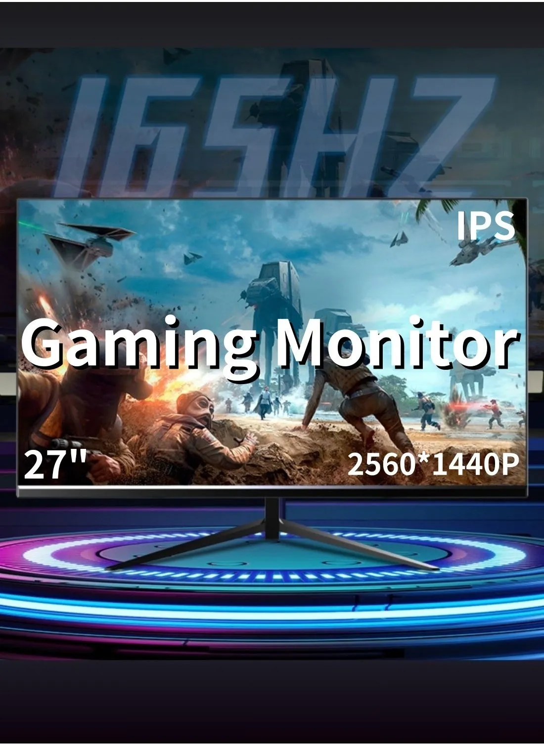 شاشة عرض 27 بوصة 165 هرتز IPS HD، شاشة LCD بدون إطار، دقة 2K HD، HDMI/DP/VGA، ارتفاع قابل للتعديل-2