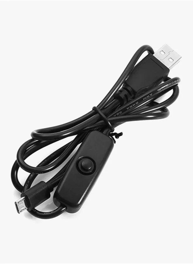 كبل شحن 2 أمبير بمفتاح ومنفذ Micro USB لجهاز راسبيري باي أسود-2