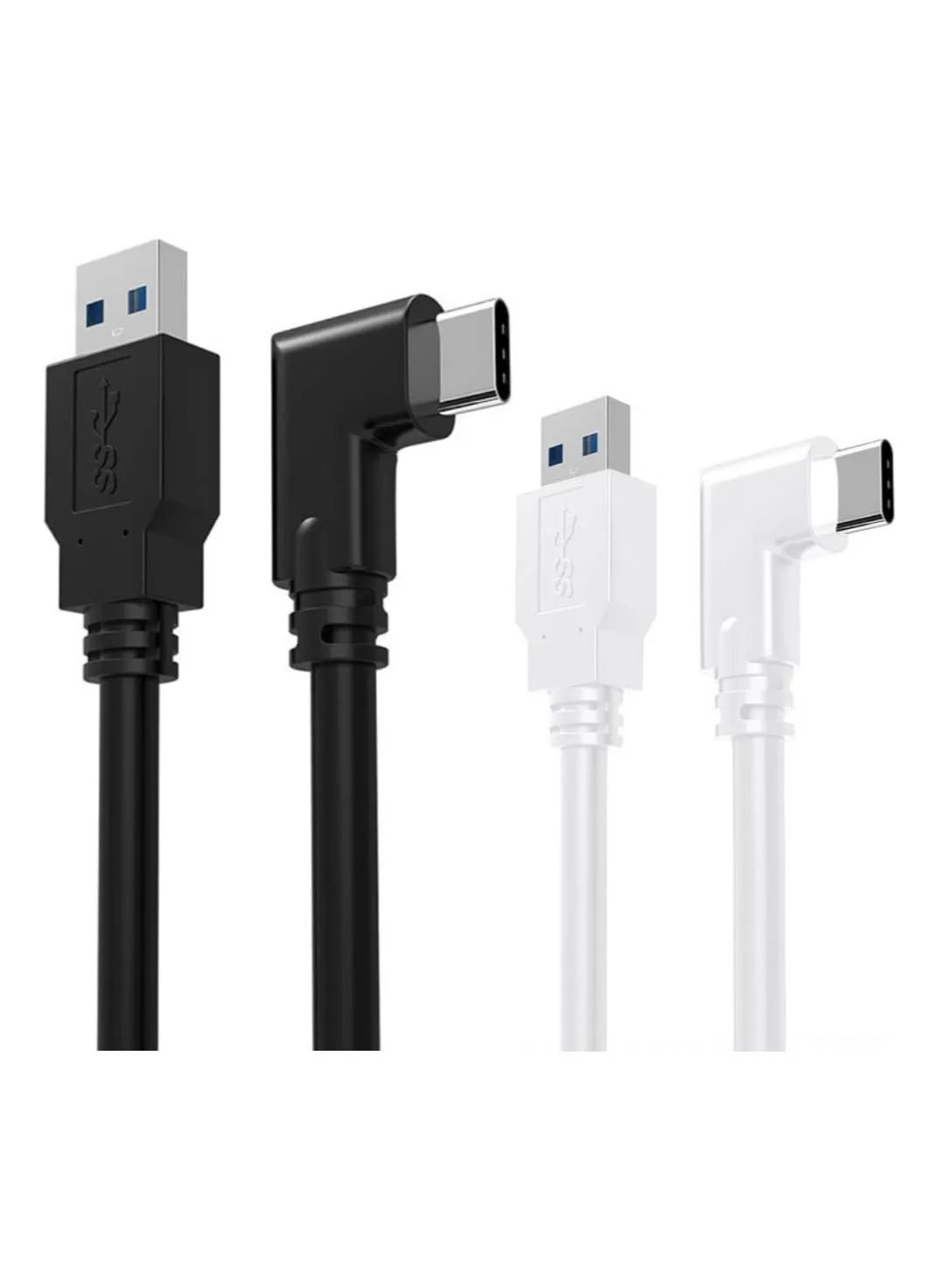 【عبوتان】كابل USB C بطول 16 قدمًا (5 أمتار) مضفر من النايلون، متوافق مع كابل Oculus Link USB 3.2 Gen1 USB A إلى C، نقل بيانات عالي السرعة وكابل شحن سريع متوافق مع Quest 2 أو Quest 1 (عبوة من قطعتين بطول 16 قدمًا)-1