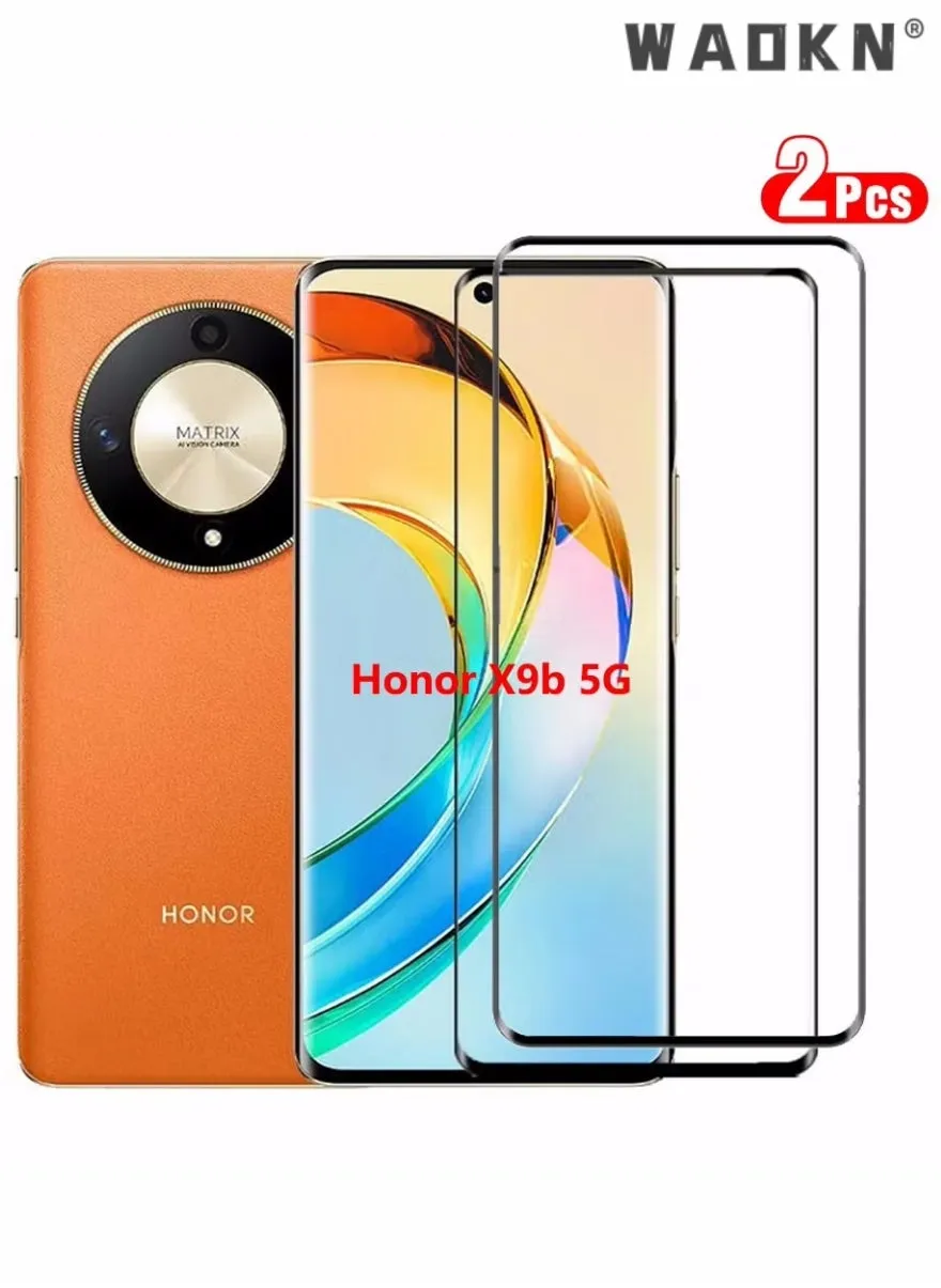 2PCS Tempered Glass for Honor X9b 5G Screen Protector Tempered Glass for Honor X9b Screen Protector,9H Hardness High Definition Full Covered Curved Clear Scratch Resistant Bubble Free-1