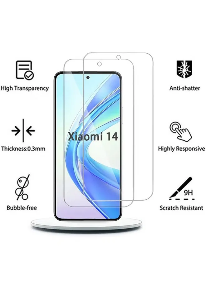 2PCS Tempered Glass for Xiaomi 14 Screen Protector [Bubble Free][Anti-Scratch][9H Hardness][Fingerprint Free][HD Clear Film] Xiaomi 14 Screen Protector-2