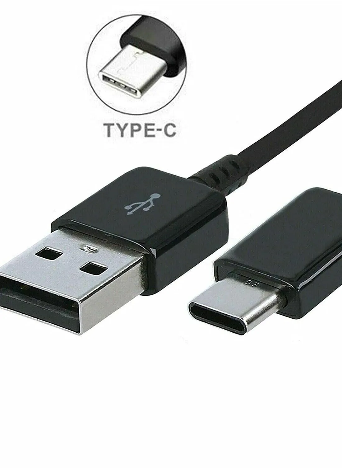 كابل شاحن USB A إلى USB Type C من قطعتين متوافق مع Samsung Galaxy S24/S23/S22/S21/S20/S10/S10+ S10e /S9/S9+/S8/S8+ Plus Note 8/Note 9/Note 10/Note 20 والهواتف الذكية الأخرى، أسود-2