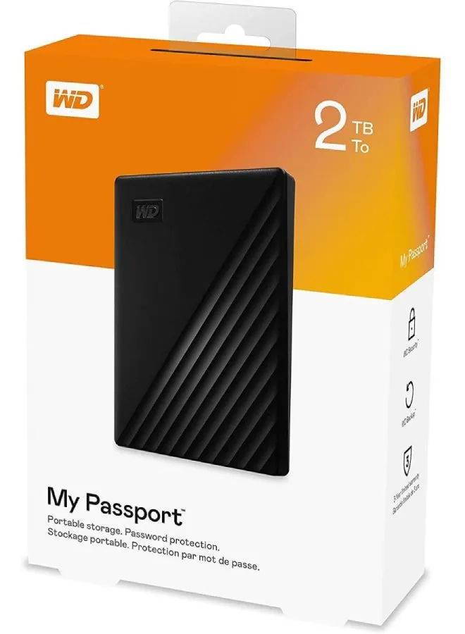 محرك الأقراص الصلبة الخارجي المحمول My Passport سعة 2 تيرابايت USB 3.0 - WDBYVG0020BBK سعة 2 تيرابايت 2 TB-1