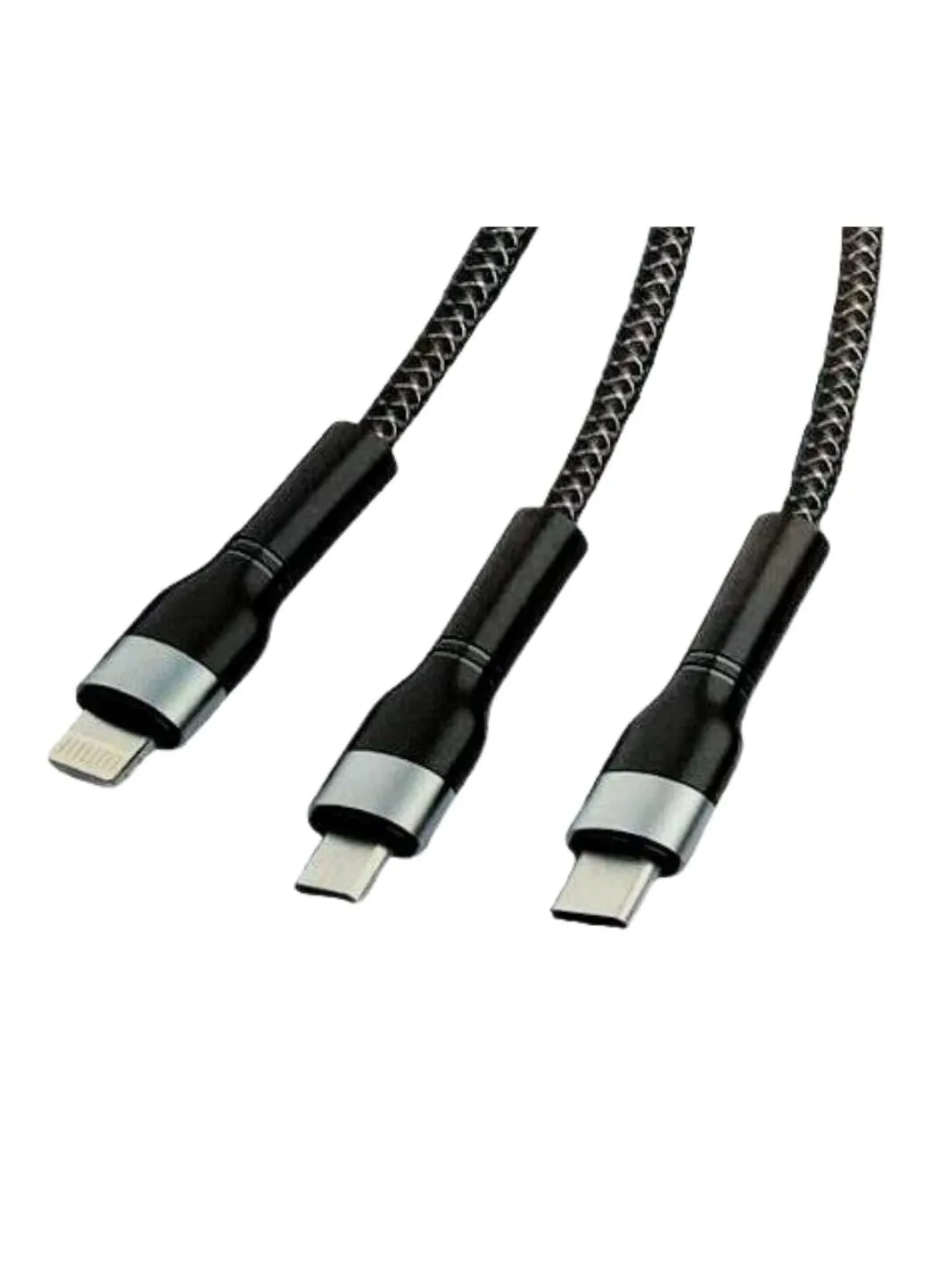 كابل لنقل البيانات والشحن السريع 3 في 1 بموصل مايكرو USB وموصل لايتينج وموصل Type-C بطول 1.2 متر-2