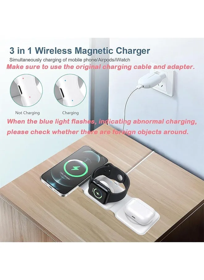 3 in 1 Foldable Wireless Charger, Ankilo Magnetic Fast Wireless Charging Pad White-2