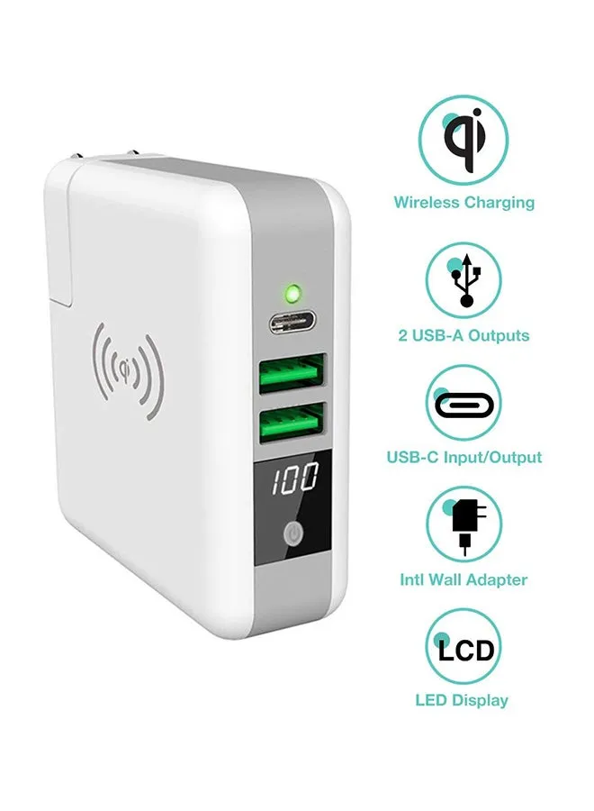 باور بنك كيو آي لاسلكي 3 في 1 أبيض-1
