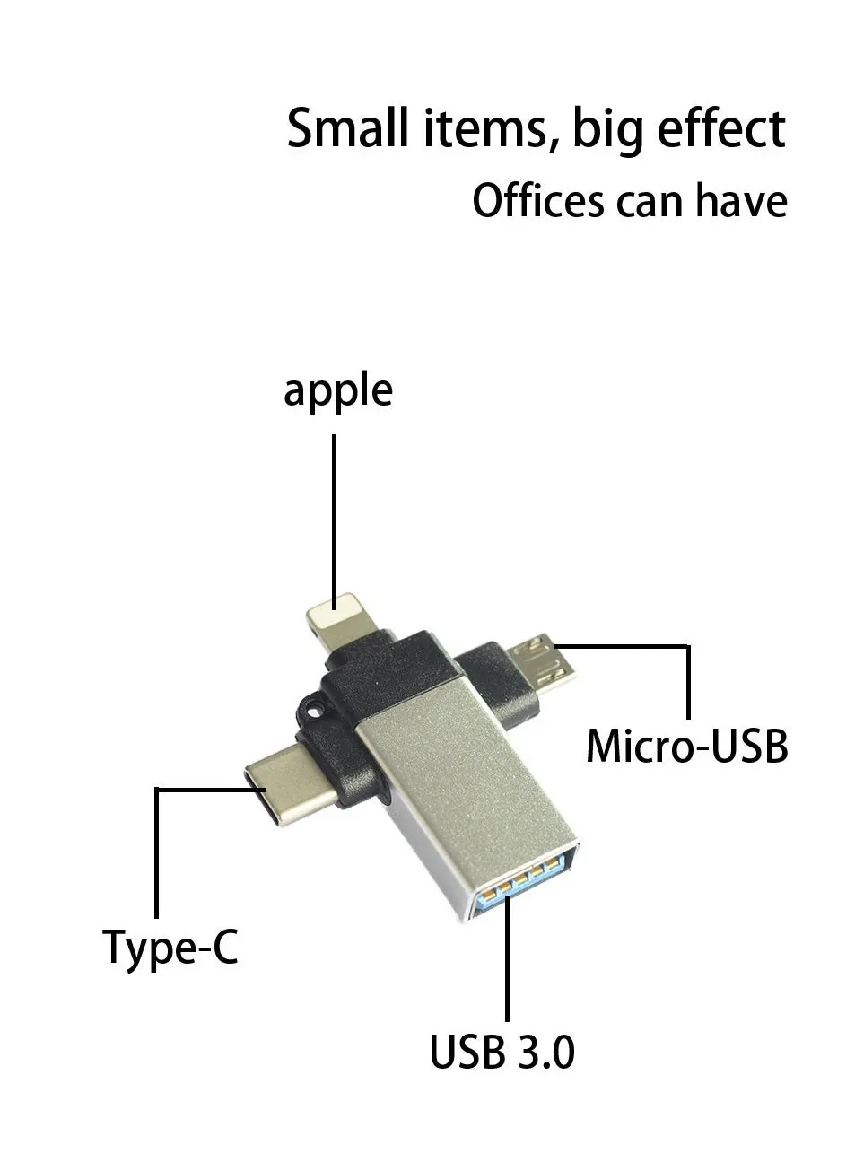 محول USB متعدد الوظائف 3 في 1 محور نقل بيانات وشحن سريع، متوافق مع أجهزة متعددة، مثالي للسفر-2