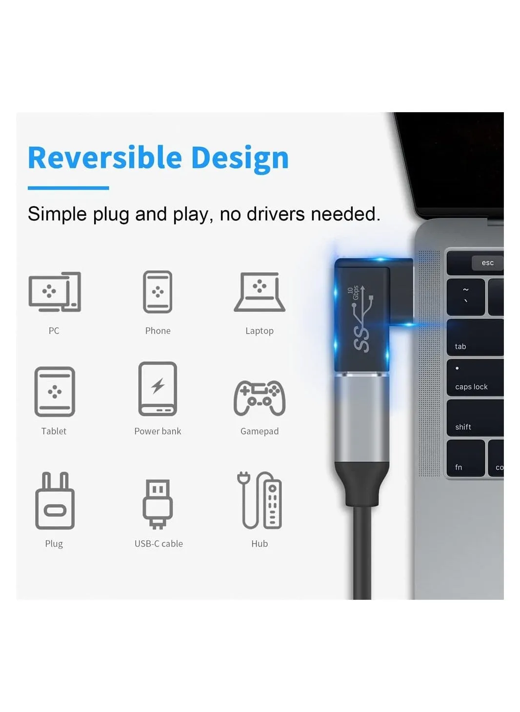 مجموعة من 3 محولات USB C بزاوية قائمة إلى USB، محول USB C أنثى إلى USB ذكر بسرعة 10 جيجابت في الثانية بزاوية 90 درجة، محول USB 3.1 Gen2 Type C USB-C إلى USB 3.0 لكابل USB C وأجهزة الكمبيوتر المحمولة والهواتف والأجهزة اللوحية (أسود)-2