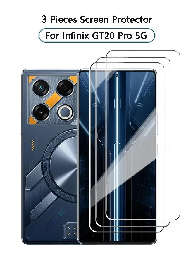 3 قطع واقي شاشة لهاتف Infinix GT20 Pro 5G من الزجاج المقوى، صلابة 9H عالية الدقة مغطاة بالكامل شفافة مقاومة للخدش خالية من الفقاعات ومضادة لبصمات الأصابع-1