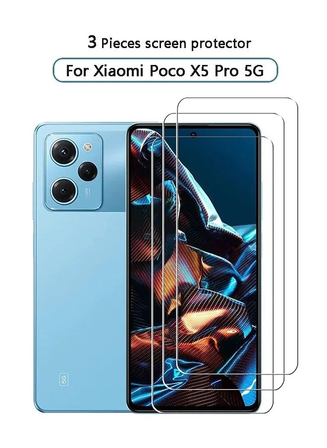 3 قطع واقي شاشة Xiaomi POCO X5 Pro 5G / Redmi Note 12 Pro 5G، صلابة 9H عالية الدقة شفافة مقاومة للخدش ومضادة للسقوط-1