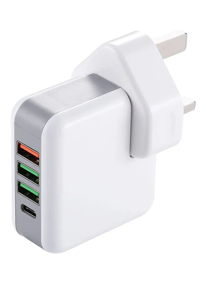 3-Port Charging Power Adapter - UK Plug White-2