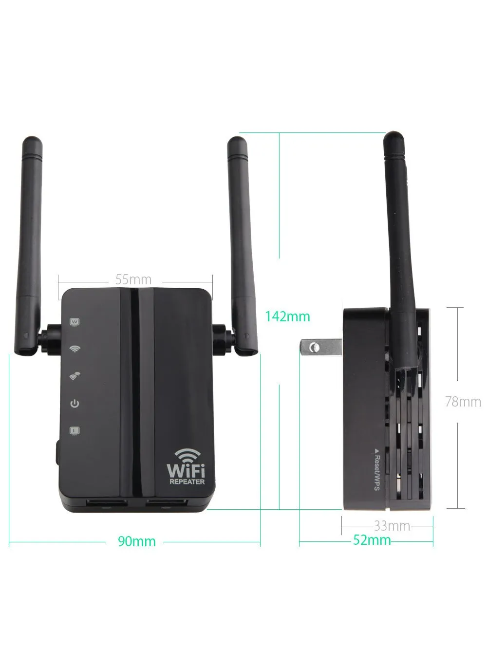 300M Wireless Wi-Fi Range Extender Signal BoosterBlack US Gauge-USA Black US Gauge-USA-1