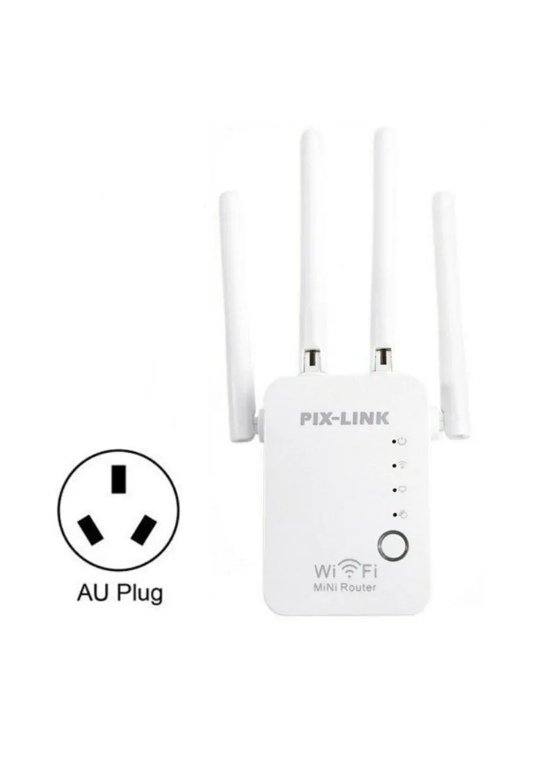 300M Wireless WR16 Repeater 4-Antenna Wifi Signal BoosterWhite Australian Gauge (AU) White Australian Gauge (AU)-1