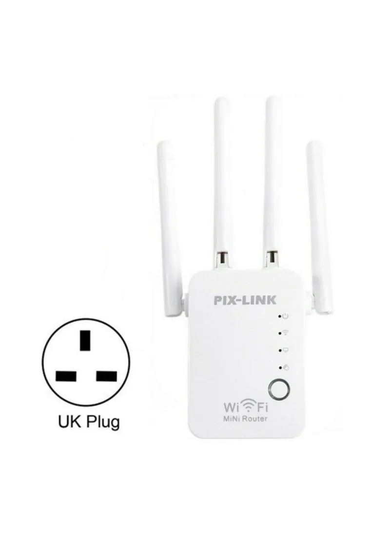 300M Wireless WR16 Repeater 4-Antenna Wifi Signal BoosterWhite English Rules (UK) White English Rules (UK)-1