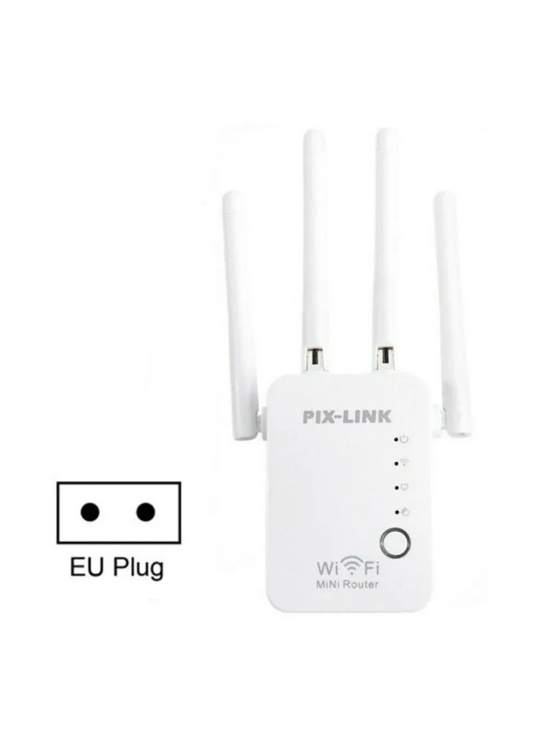 300M Wireless WR16 Repeater 4-Antenna Wifi Signal BoosterWhite European Gauge (EU) White European Gauge (EU)-1