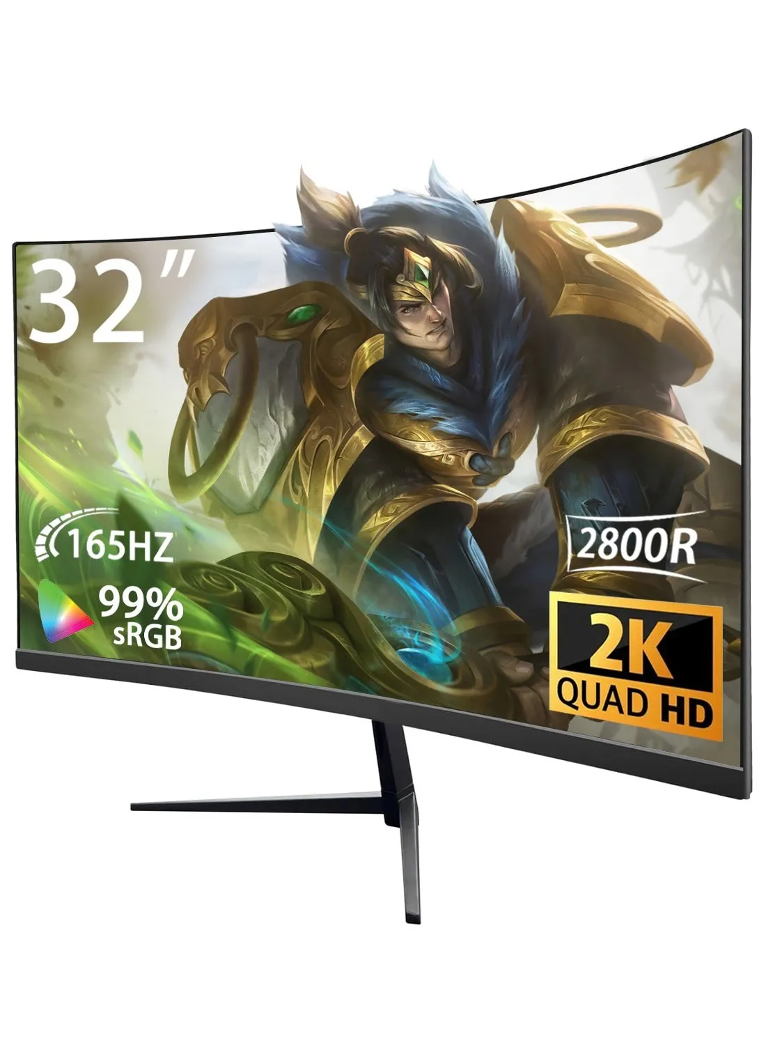 32 بوصة 165Hz مراقب مقوس QHD 2560x1440p مراقب الألعاب مع AMD FreeSync, Flicker-free, 2X HDMI 2.0, DP 1.4, شاشة الكمبيوتر 2800R فائقة الرقة-1