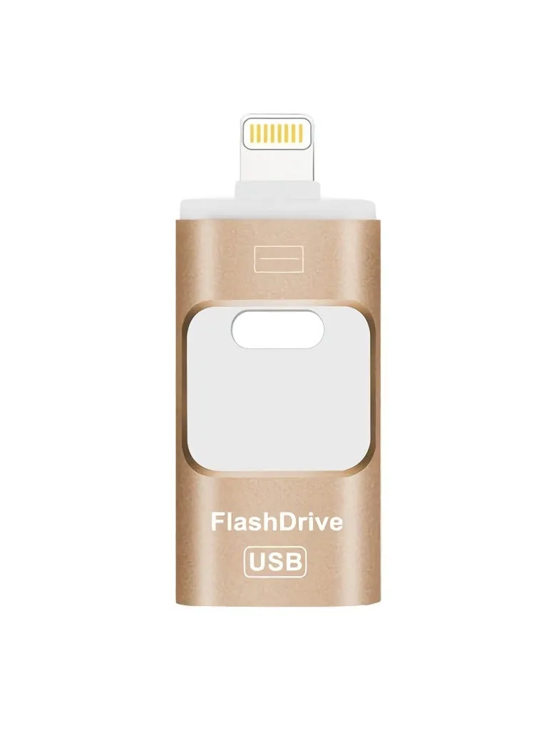 32GB USB Flash Drive, Shock Proof Durable External USB Flash Drive, Safe And Stable USB Memory Stick, Convenient And Fast I-flash Drive for iphone, (32GB Gold Color)-1