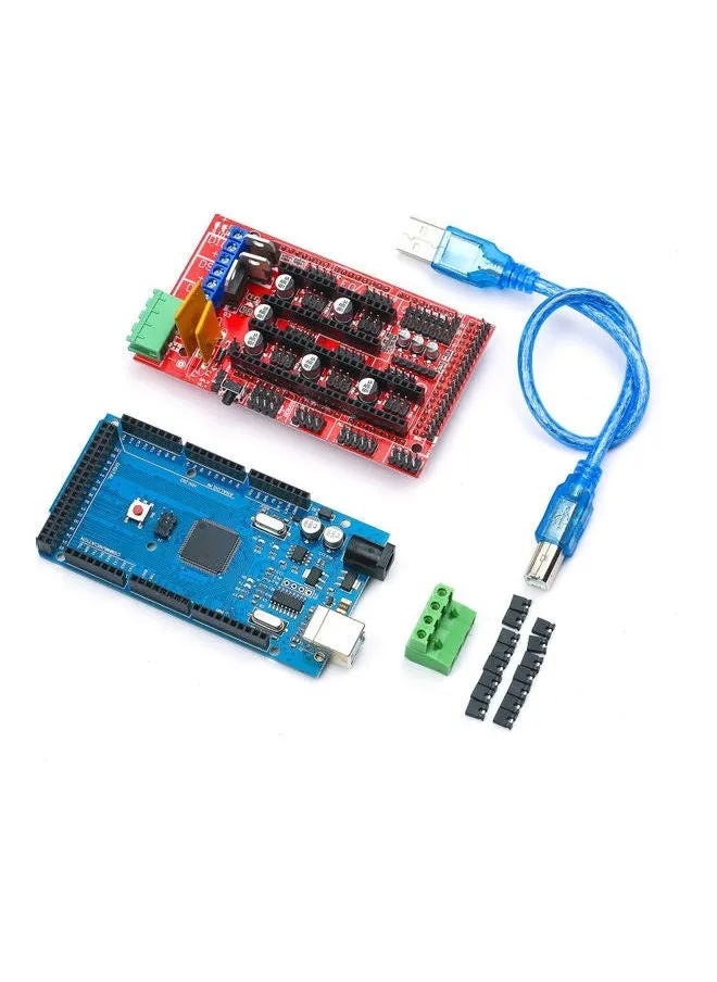 3D Printer Controller Kit Includes RAMPS 1.4 2560 R3 Board USB Cable A4988 Stepper Motor Driver with Heatsink for Engraving Machine Multicolor-1