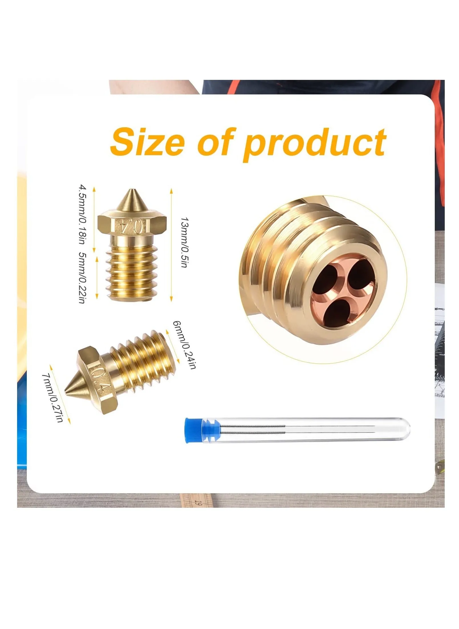 3D Printer Nozzles Extruder for V5 V6 0.4mm 1.75mm Filament High FlowContains 5pcs Copper Nozzle with 2pcs Steel Needle Packed Storage Box Parts-2