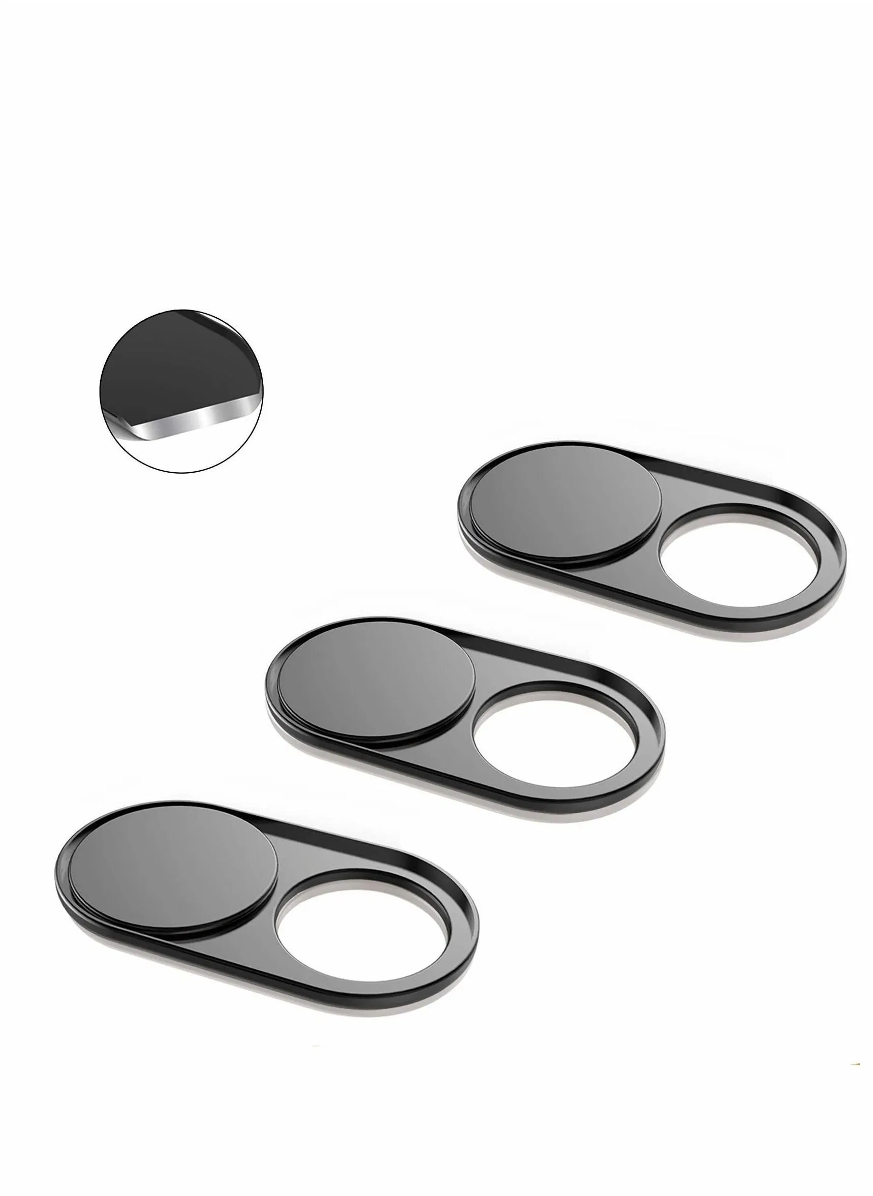 3Pcs Webcam Cover Slide 0.022in Ultra Thin Metal Magnet Web Camera for MacBook Pro Laptops Smartphone Mac PC Tablets Echo Spot Show Protecting Your Privacy Security Black-1