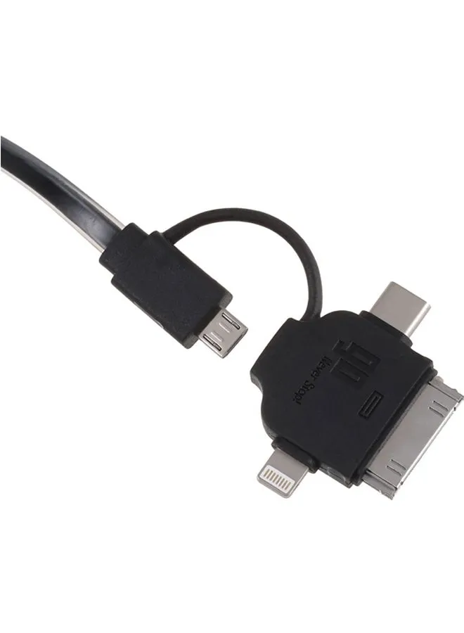 كابل 4 في 1 - مايكرو USB، لايتننج، 30 دبوس والنوع سي بقوة 2.4 أمبير أسود-2