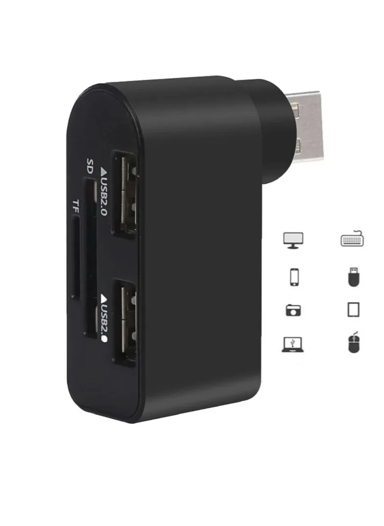 محول USB قابل للدوران بزاوية 180 درجة 4 في 1، محمول، يدور بسهولة، يتم توصيله واستخدامه بدون الحاجة إلى تثبيت برامج تشغيل لأجهزة MacBook، الكمبيوتر المحمول، أقراص الهارد ديسك المحمولة، والمزيد-1