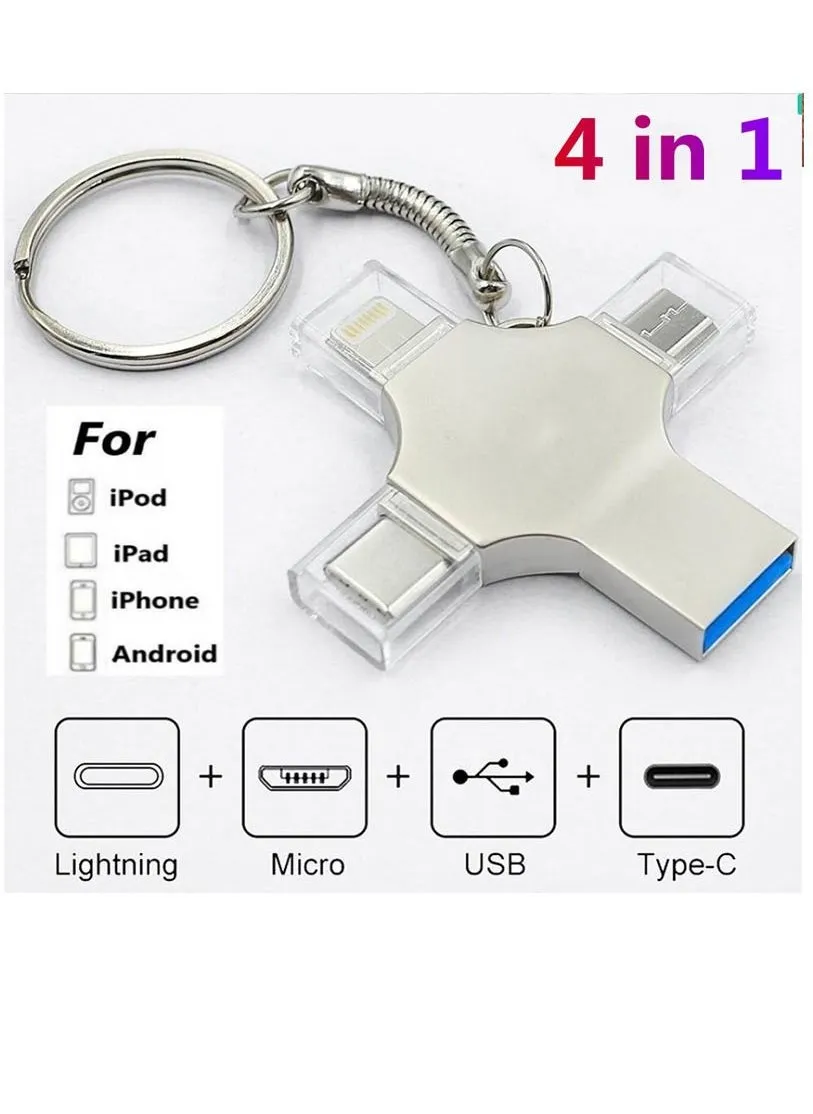 محرك فلاش USB 4 في 1 من النوع c OTG 3.0 بندريف ذاكرة 256 جيجابايت لأجهزة iPhone وAndroid PC-1