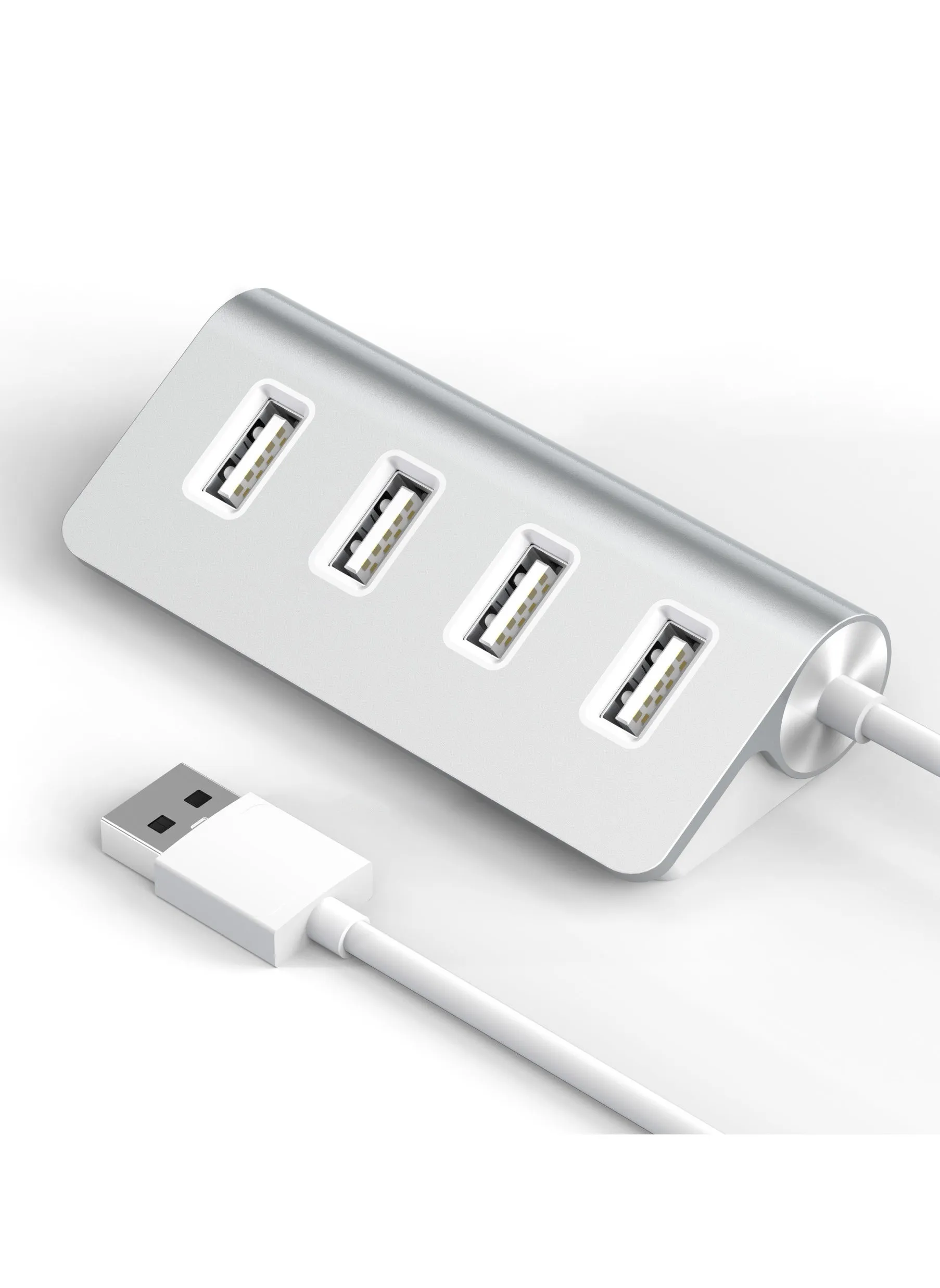 موزع USB2.0 4 في 1، 4 منافذ USB لشحن موسع وموزع بيانات، لأجهزة الكمبيوتر المحمول والكمبيوتر الشخصي وأجهزة USB المتوافقة للغاية، وسرعة نقل البيانات بسرعة 5 جيجابت في الثانية باللون الرمادي-1