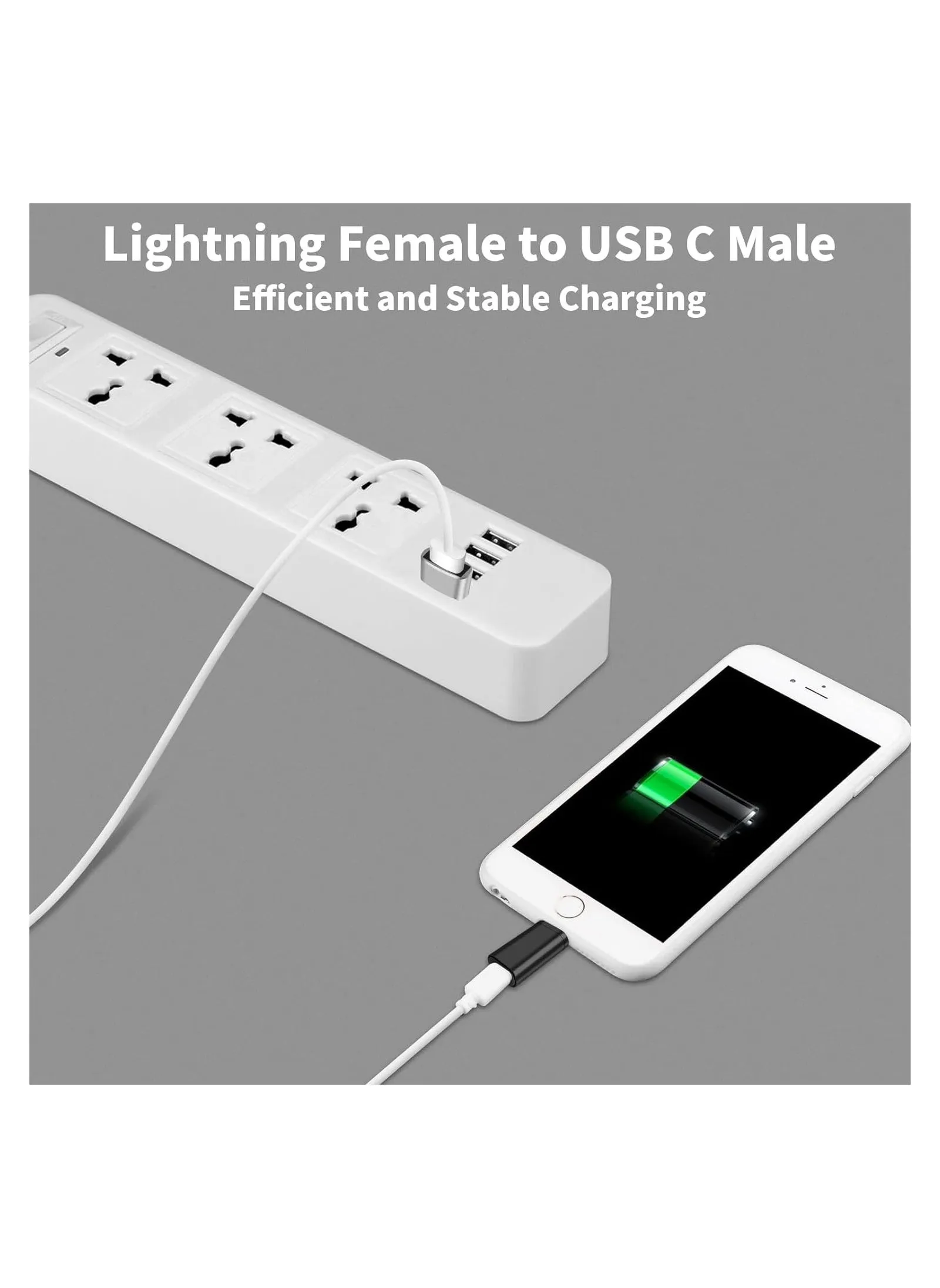 مجموعة من 4 محولات من Lightning Female إلى USB-C Male - متوافقة مع iPhone 15/15 Pro/15 Pro Max/15 Plus، iPad Air، Google Pixel للشحن ونقل البيانات.-2