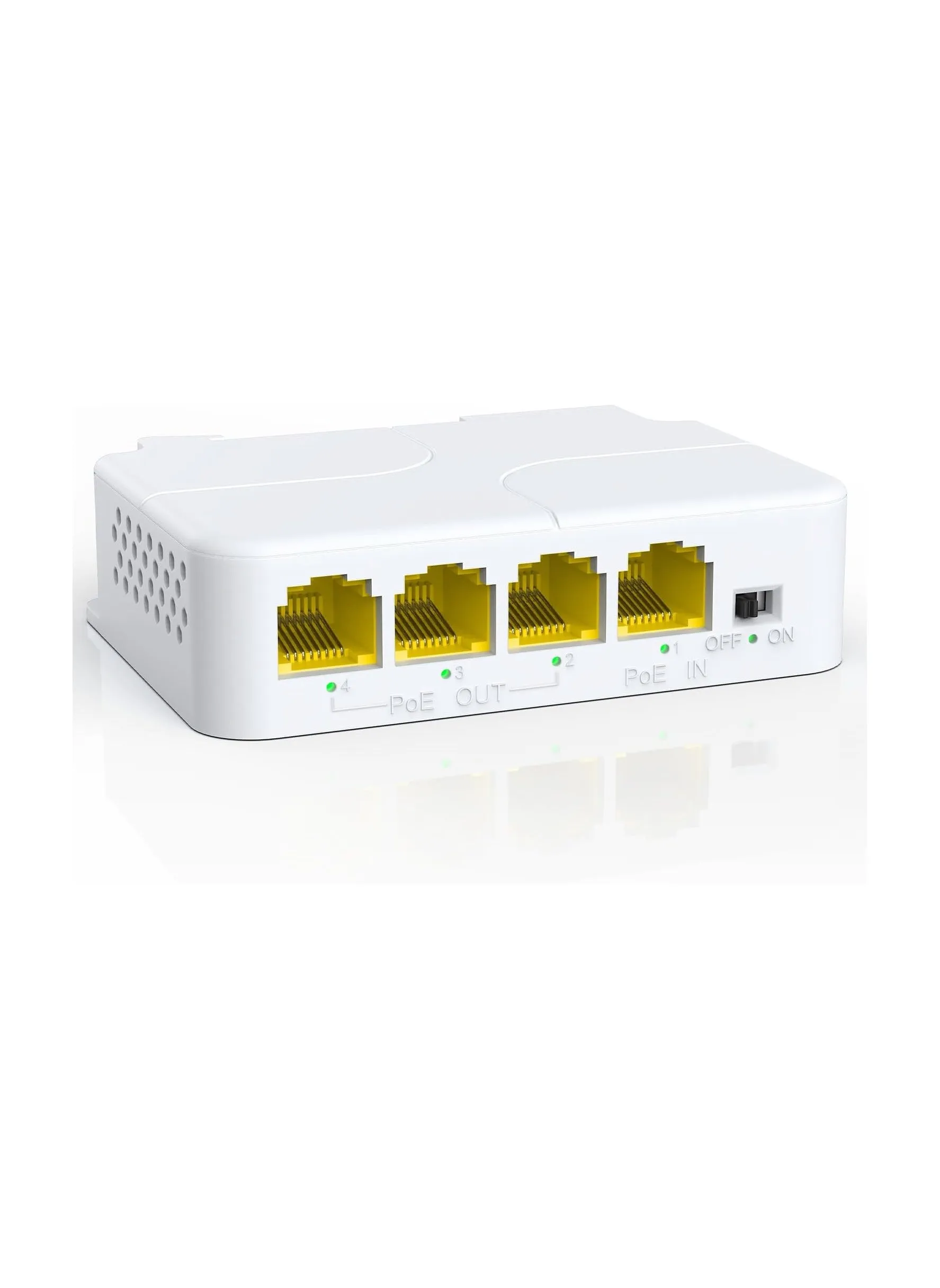 4-Port Gigabit PoE Extender with Passthrough Switch, 3 PoE Outputs, IEEE 802.3af/at, 1000Mbps, VLAN Support, Wall & Din Rail Mount, Plug and Play PoE Booster/Amplifier.-1