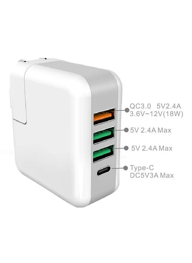 4-Port Travel Charger - US Plug White-2