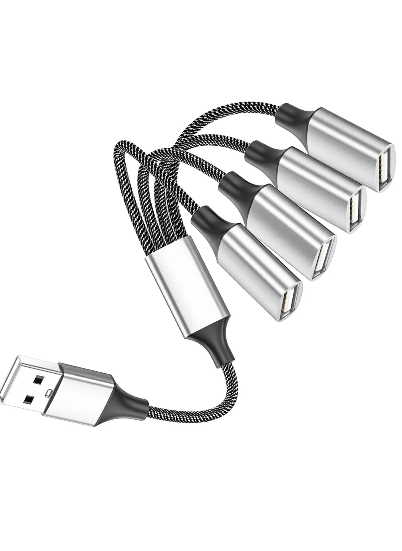 كابل تمديد 4 منافذ USB، موصل سلك تمديد من 1 ذكر إلى 4 منافذ أنثى، موزع تمديد مزدوج المنفذ USB، محول توزيع الطاقة للبيانات والشاحن، ضروري للعمل المكتبي-1