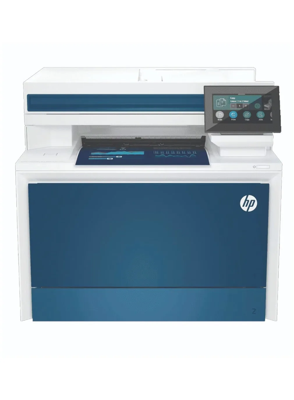 طابعة 4303fdw Color LaserJet Pro MFP، طباعة، نسخ، مسح ضوئي، فاكس، سرعة طباعة تصل إلى 35 صفحة في الدقيقة، طباعة تلقائية على الوجهين، دقة تصل إلى 600 × 600 نقطة في البوصة، شاشة WLED مقاس 4.3 بوصة، ماسح ضوئي مسطح أزرق/أبيض-1