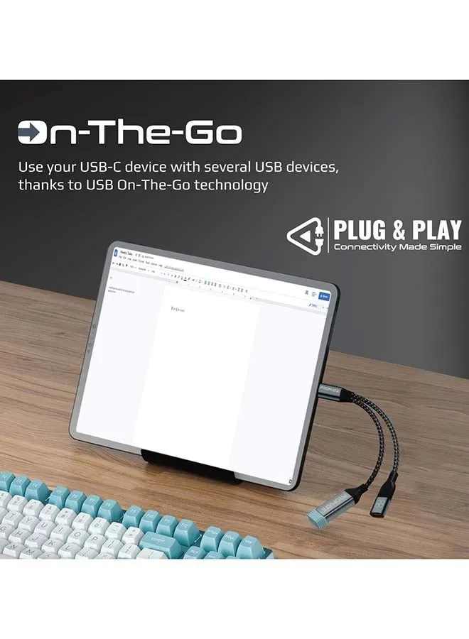 محول وسائط USB-C OTG بقدرة 45 وات، مقاس 16 سم، أسود-2