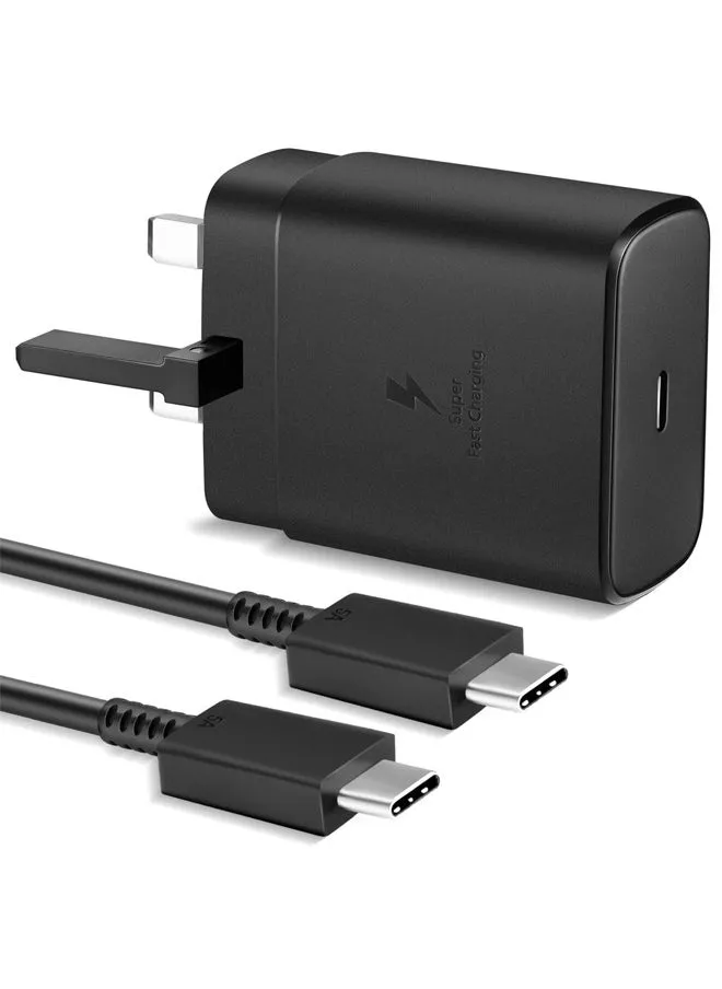 شاحن 45 وات فائق السرعة USB-C مع كيبل USB-C الي USB-C اسود-1