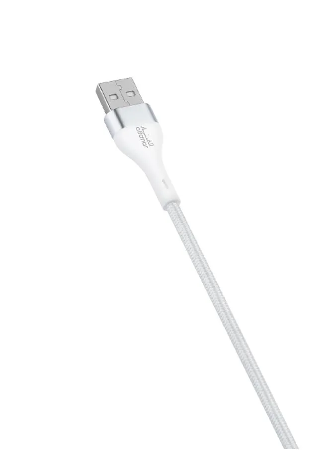 كابل شحن سريع 480 ميجابايت/ثانية 3 أمبير مضفر من USB Type-A إلى Type-C أبيض 1 متر C31A-CBW08-2