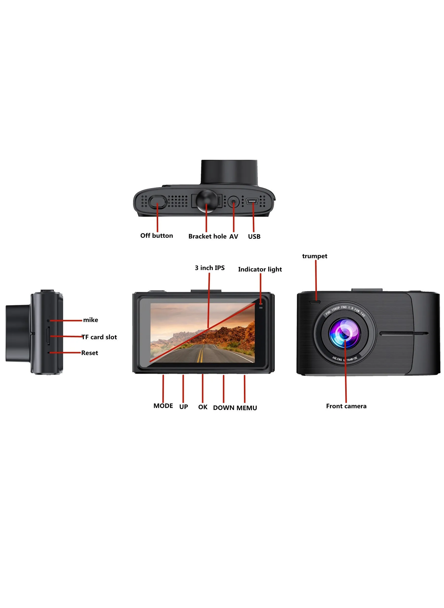 4K Dash Cam 2160P المدمج في GPS / WiFi كاميرا مزدوجة داش للسيارة ، 24H وقوف السيارات محرك السيارة ومسجل فيديو مسجل السيارة عدسة مزدوجة-2