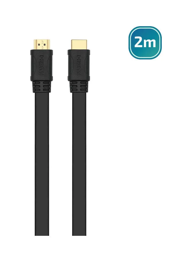 كابل مسطح بدقة 4K HDMI 2.0 لون أسود.-2