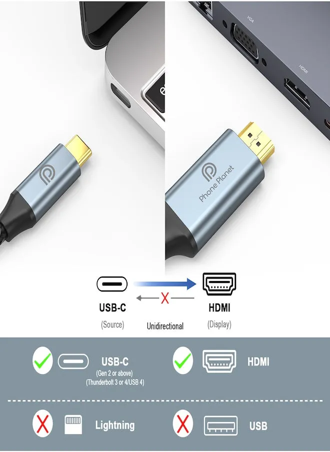 كابل HDMI بدقة 4K ومنفذ USB 3.1 للهواتف بتقنية تايب سي التوصيل المثالي والأداء الفائق اللون الأسود-2